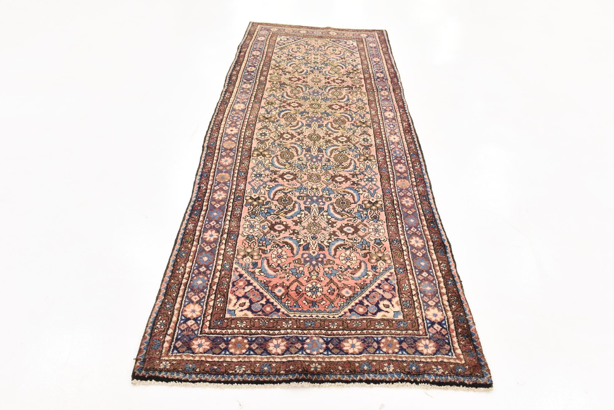 3' 8 x 10' 3 Hand Knotted Hossainabad Persian Wool Runner Rug