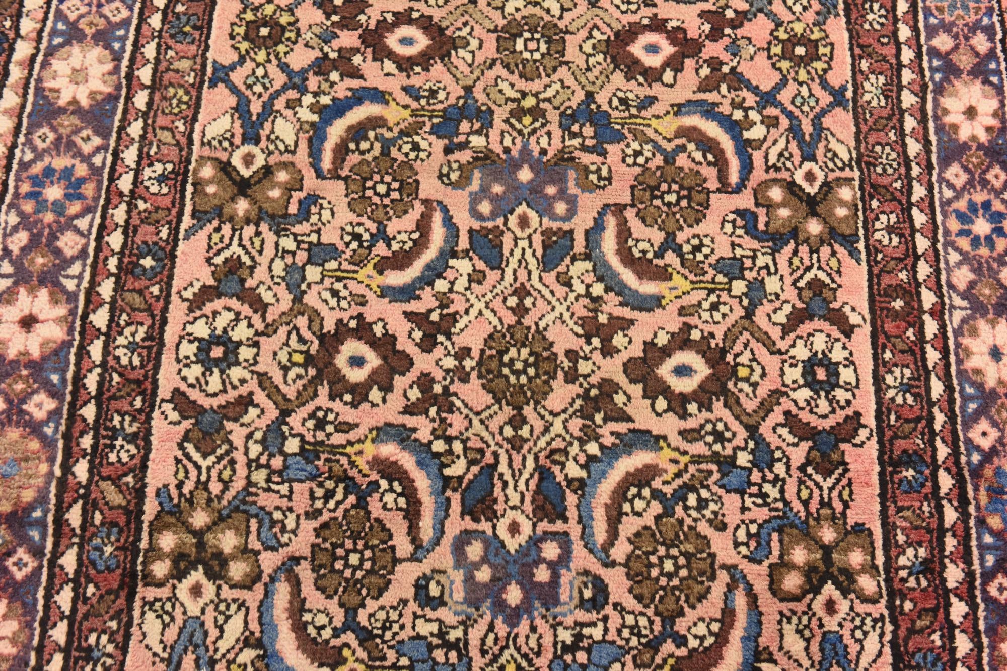 3' 8 x 10' 3 Hand Knotted Hossainabad Persian Wool Runner Rug