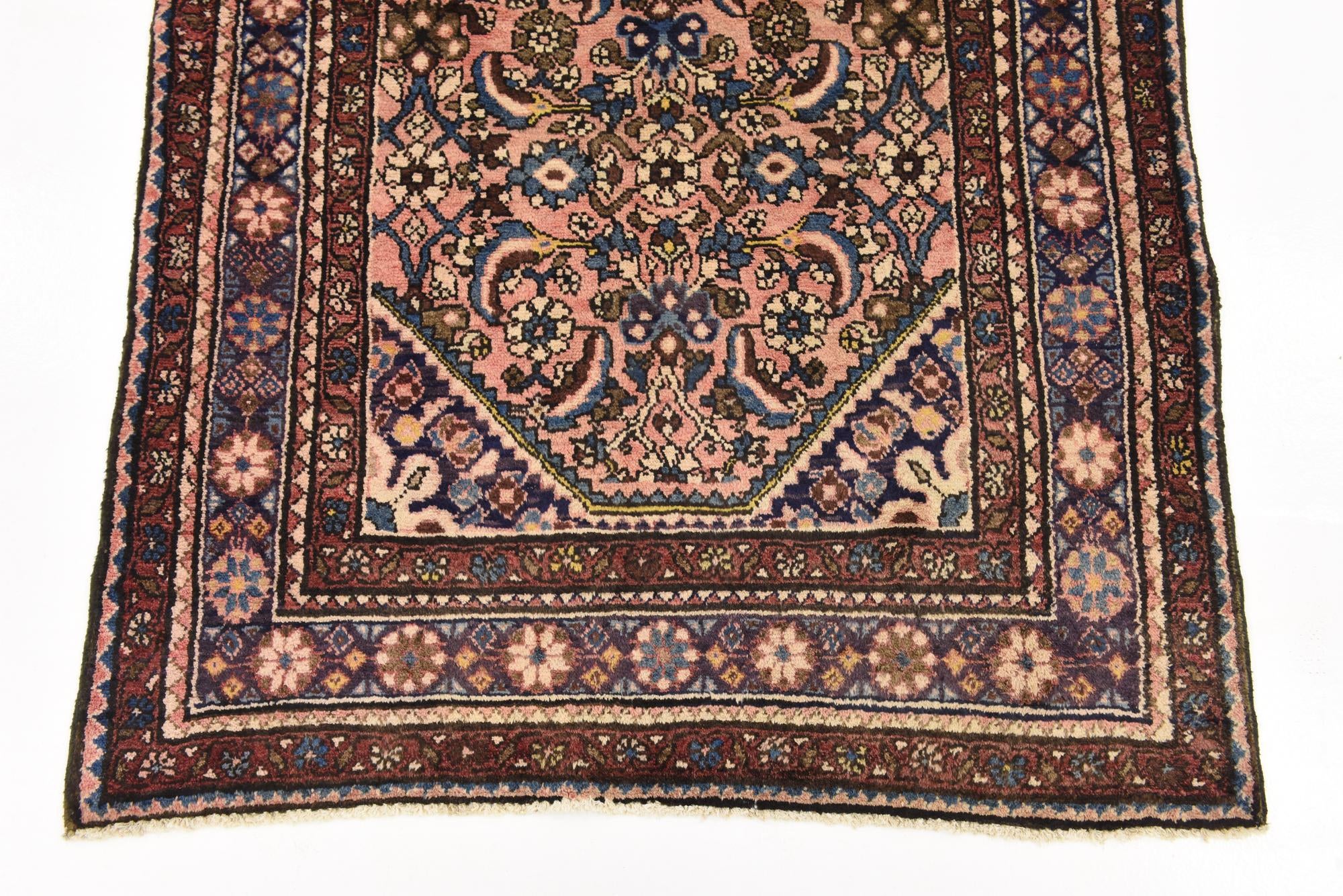 3' 8 x 10' 3 Hand Knotted Hossainabad Persian Wool Runner Rug