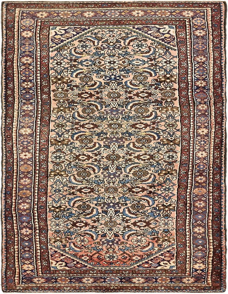 Detail image of 3' 8 x 10' 3 Hand Knotted Hossainabad Persian Wool Runner Rug