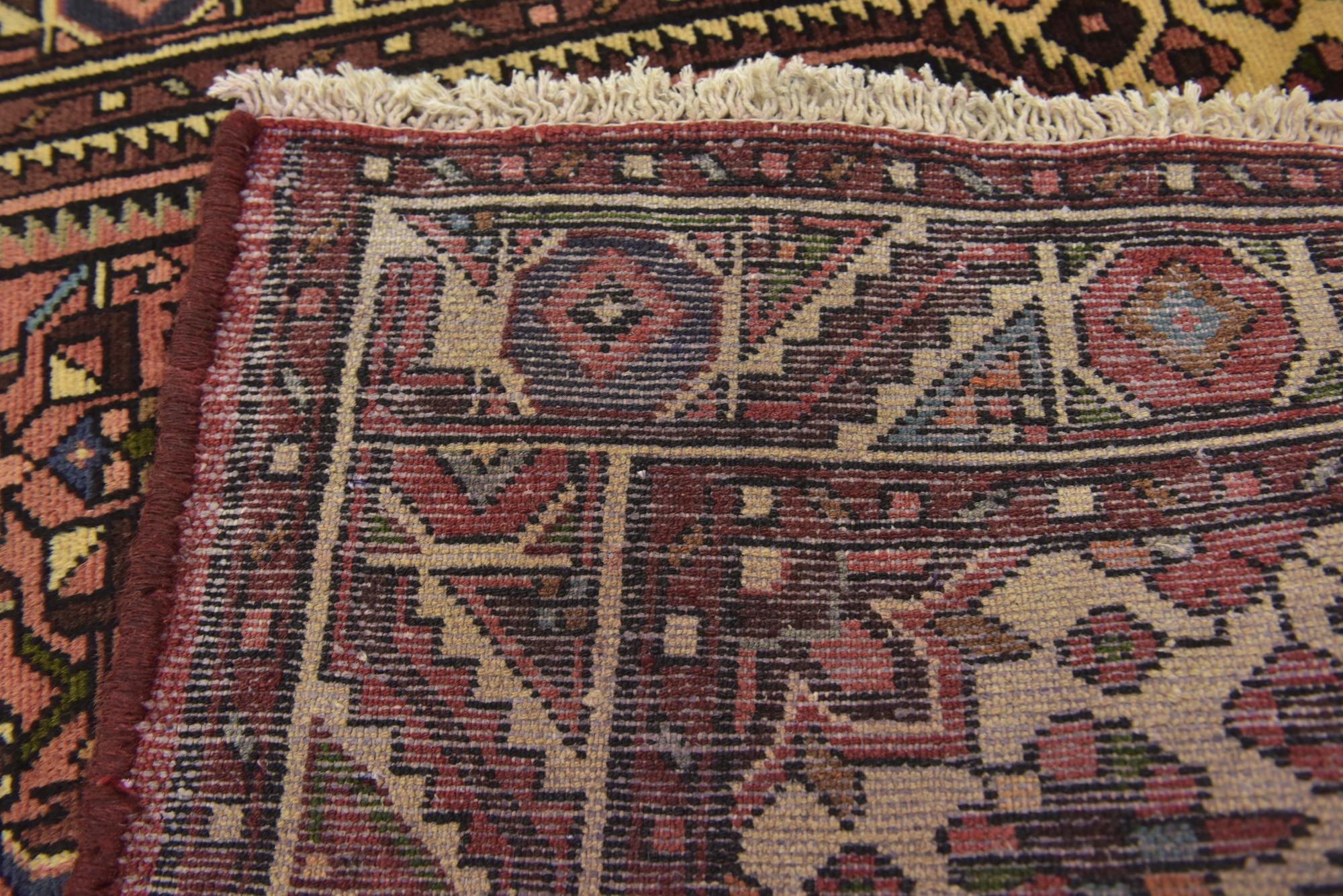 3' 5 x 10' Hand Knotted Hossainabad Persian Wool Runner Rug