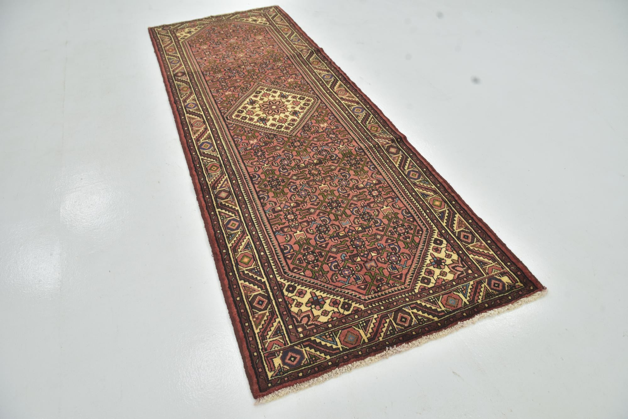 3' 5 x 10' Hand Knotted Hossainabad Persian Wool Runner Rug