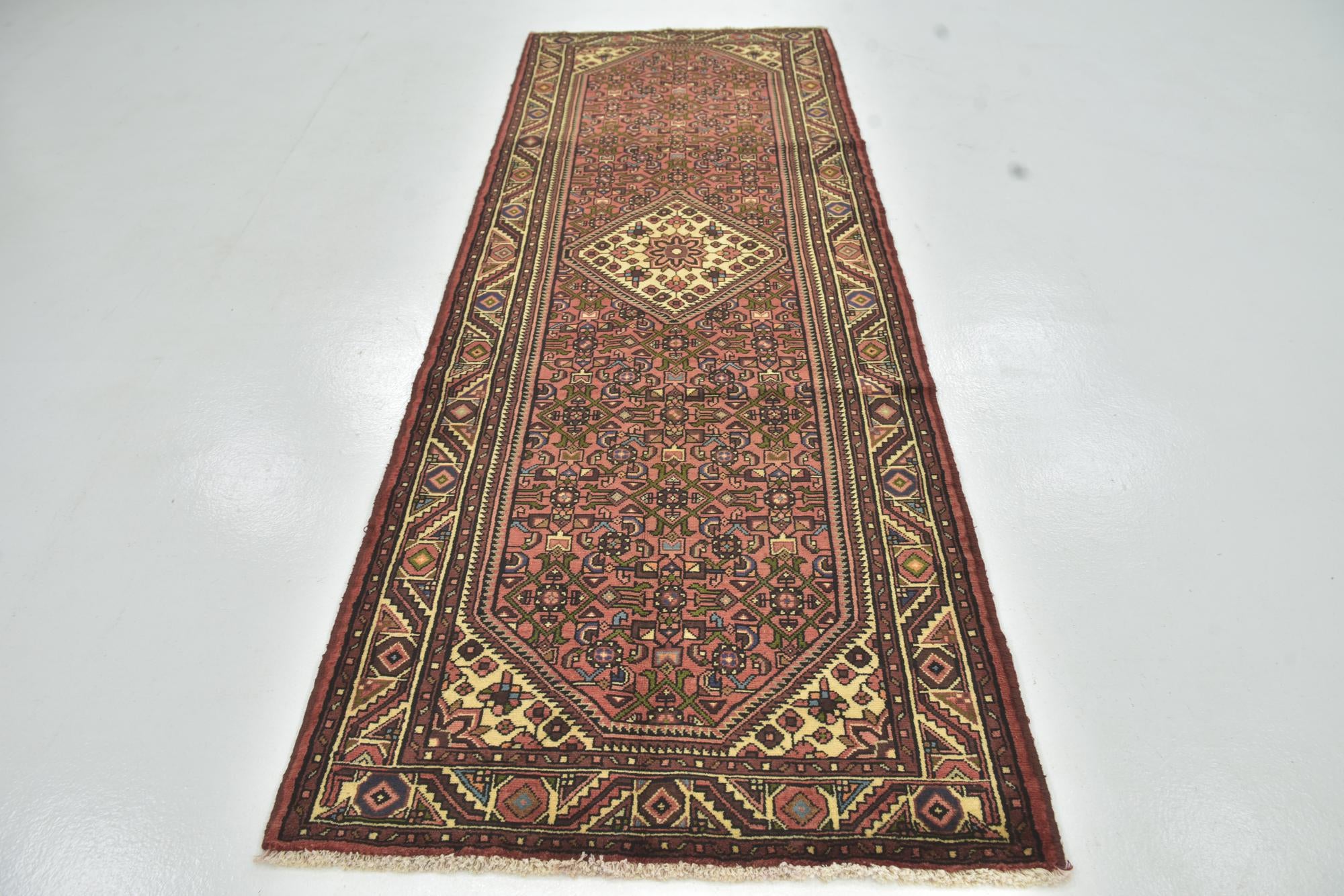 3' 5 x 10' Hand Knotted Hossainabad Persian Wool Runner Rug