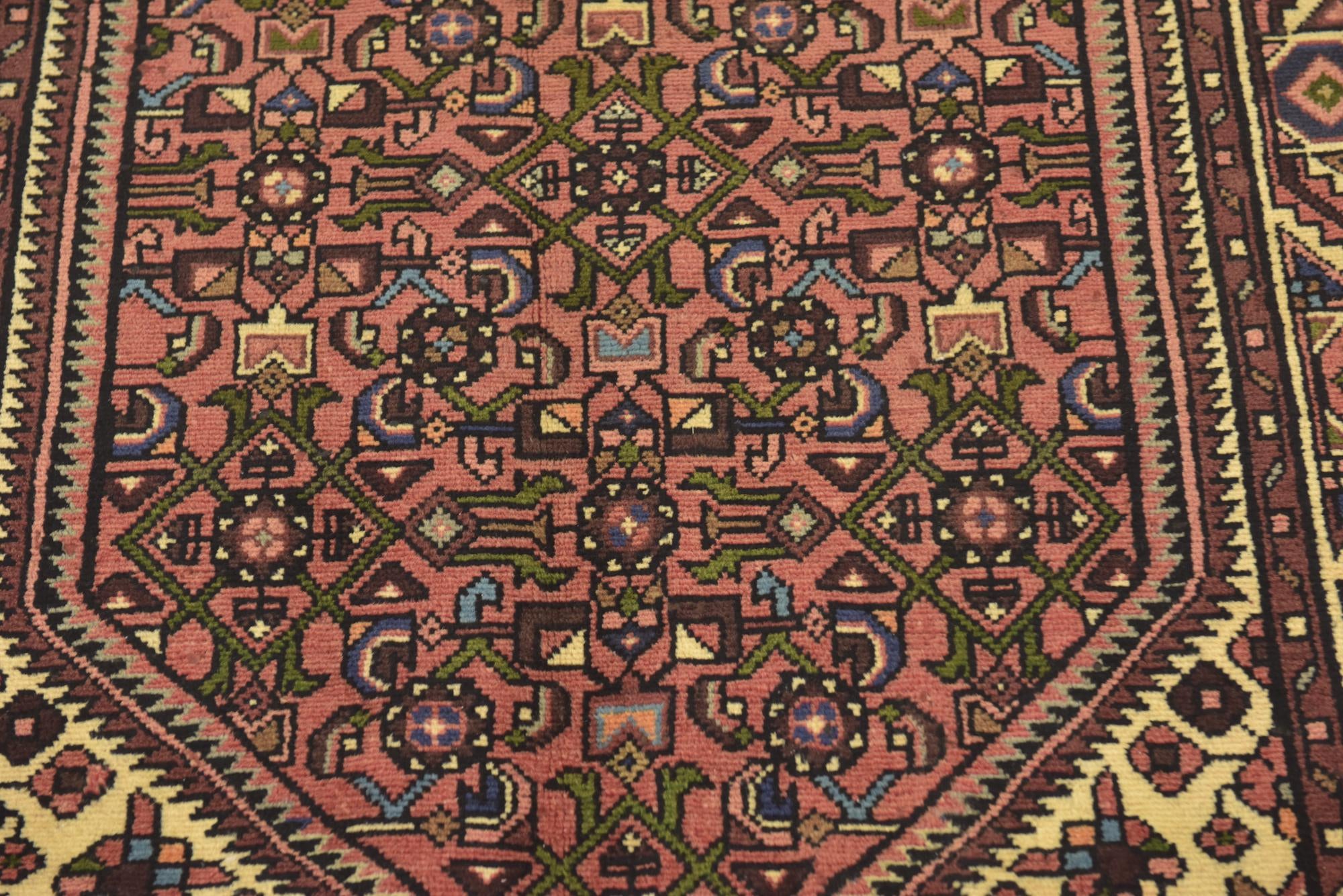 3' 5 x 10' Hand Knotted Hossainabad Persian Wool Runner Rug