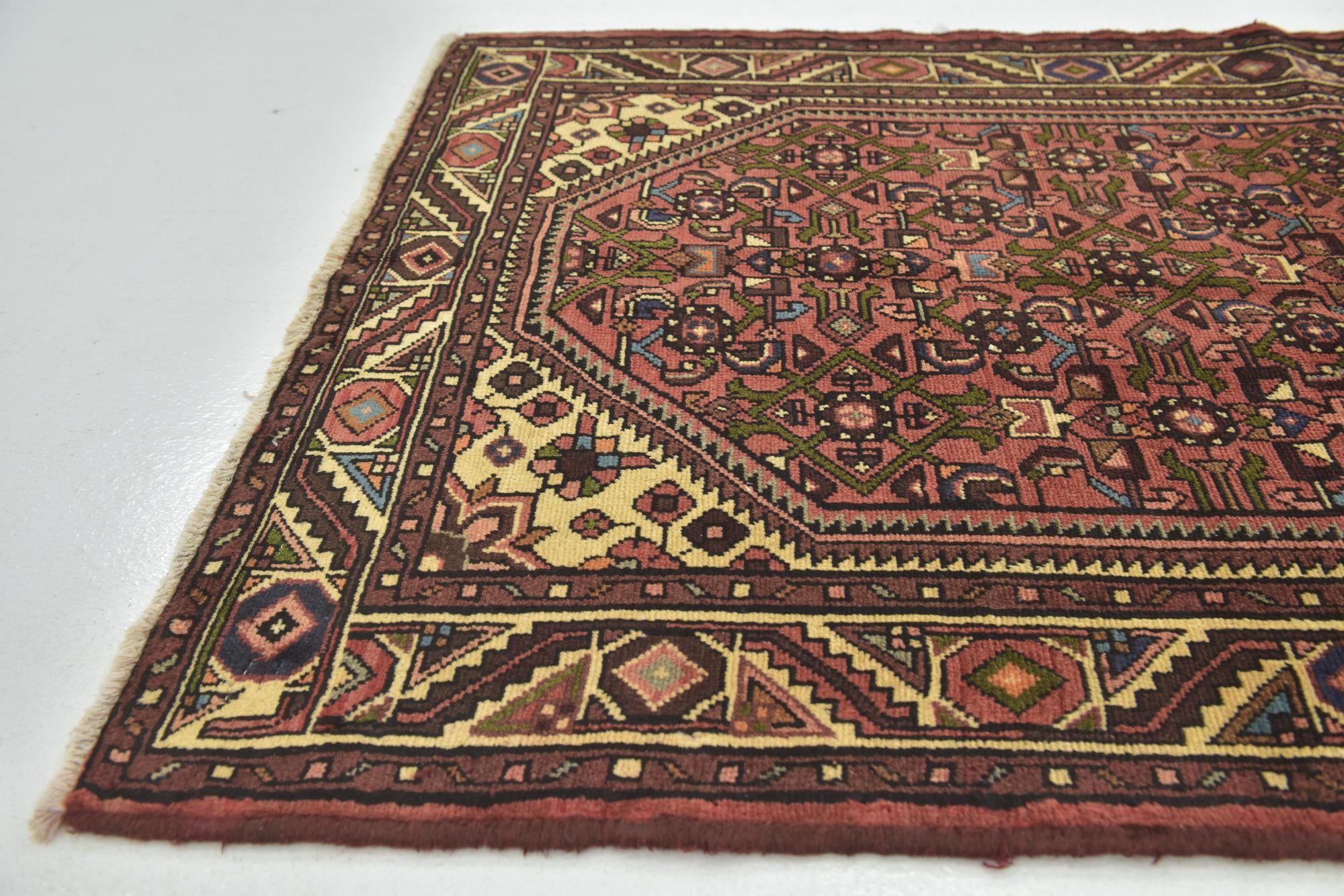 3' 5 x 10' Hand Knotted Hossainabad Persian Wool Runner Rug