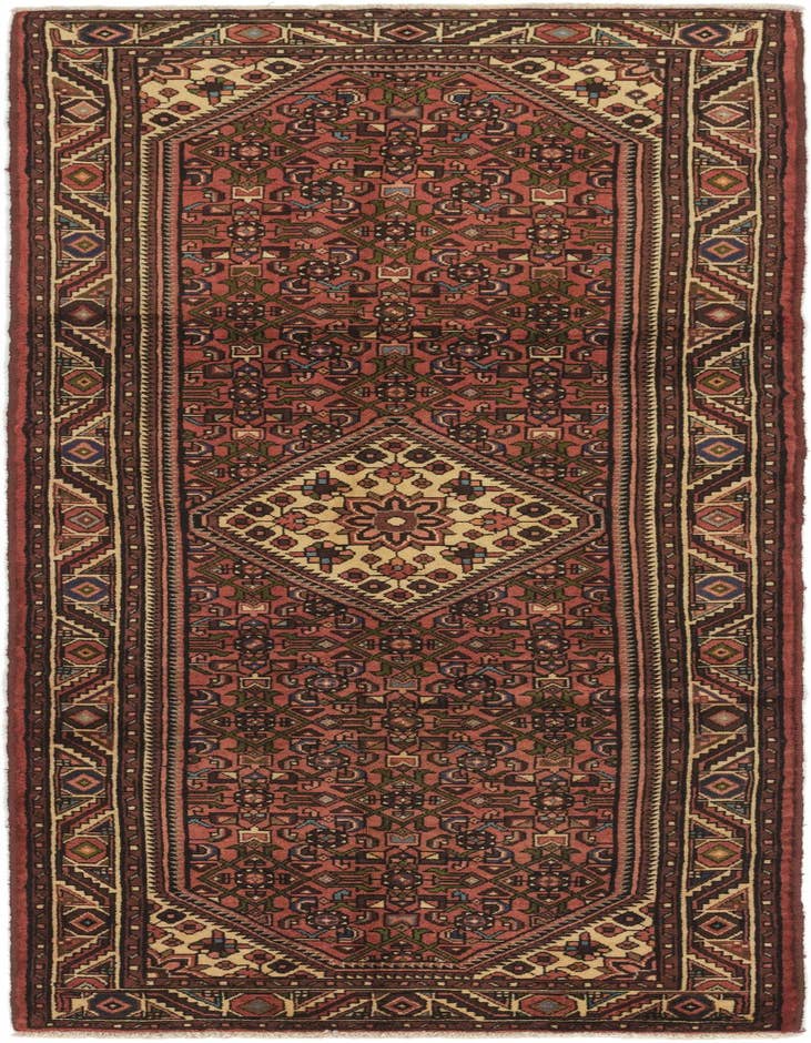 Detail image of 3' 5 x 10' Hand Knotted Hossainabad Persian Wool Runner Rug
