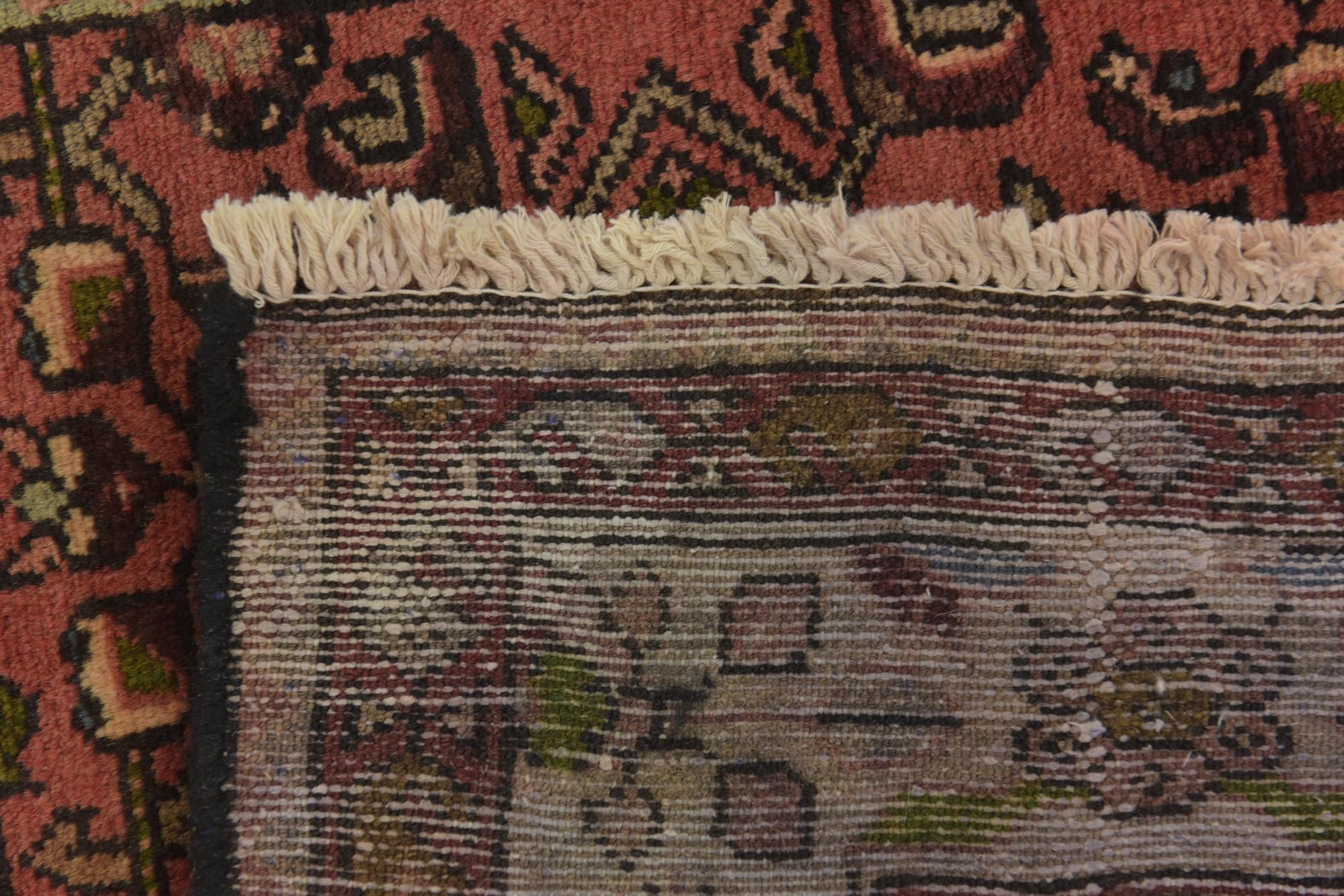3' 7 x 10' 4 Hand Knotted Hossainabad Persian Wool Runner Rug