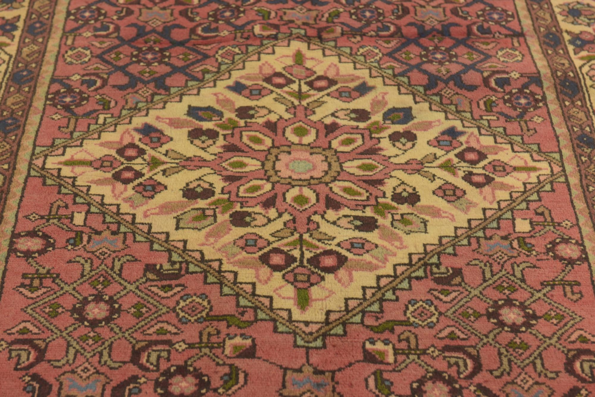 3' 7 x 10' 4 Hand Knotted Hossainabad Persian Wool Runner Rug