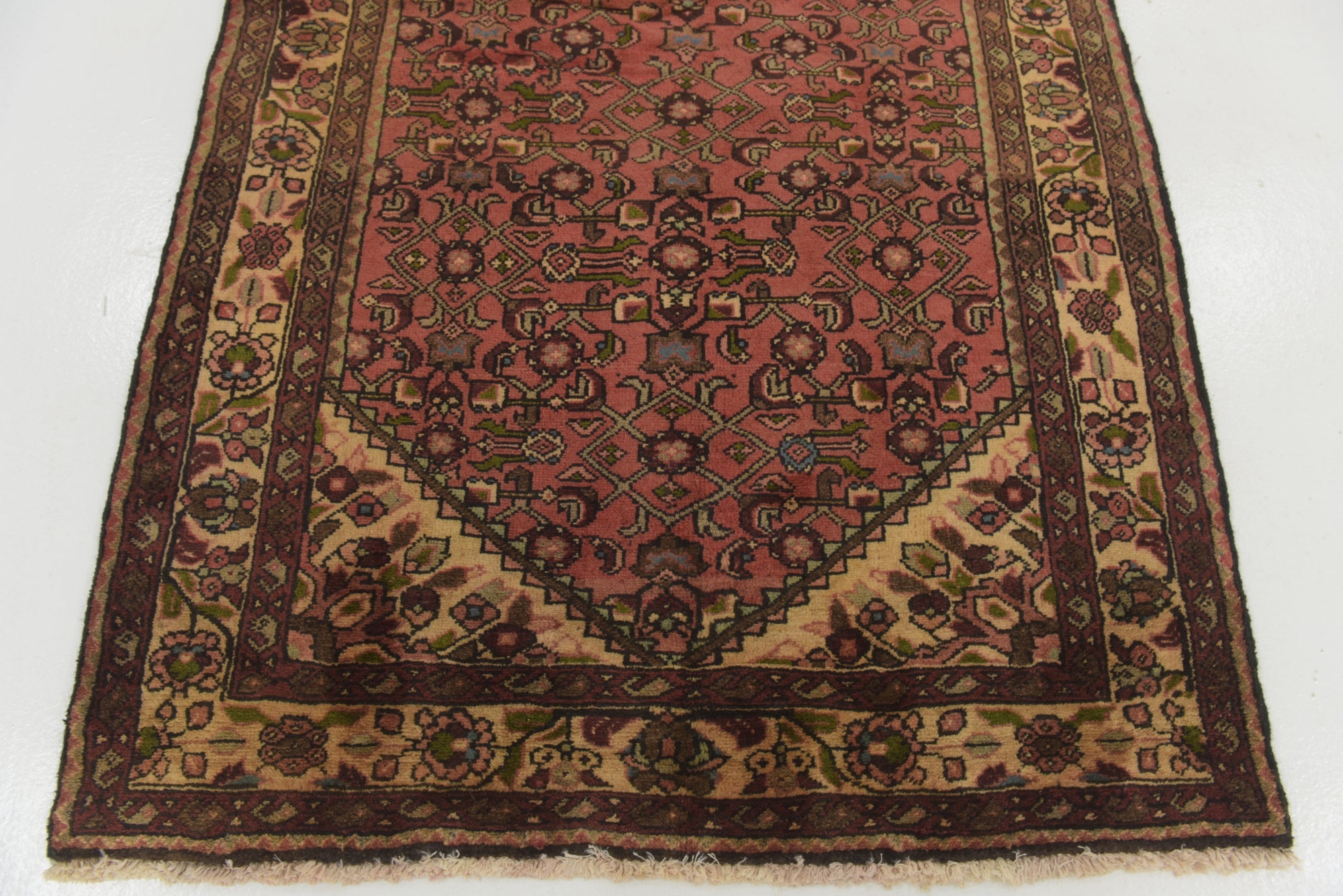 3' 7 x 10' 4 Hand Knotted Hossainabad Persian Wool Runner Rug