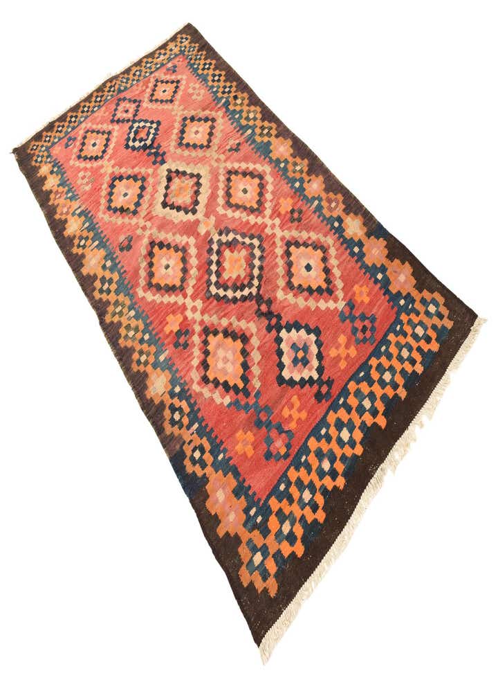 3' 9 x 7' 2 Hand Woven Kilim Fars Wool Runner Rug