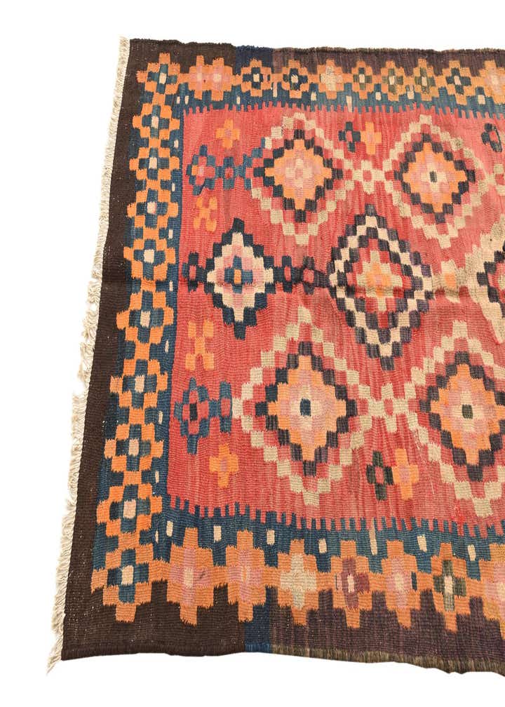 3' 9 x 7' 2 Hand Woven Kilim Fars Wool Runner Rug