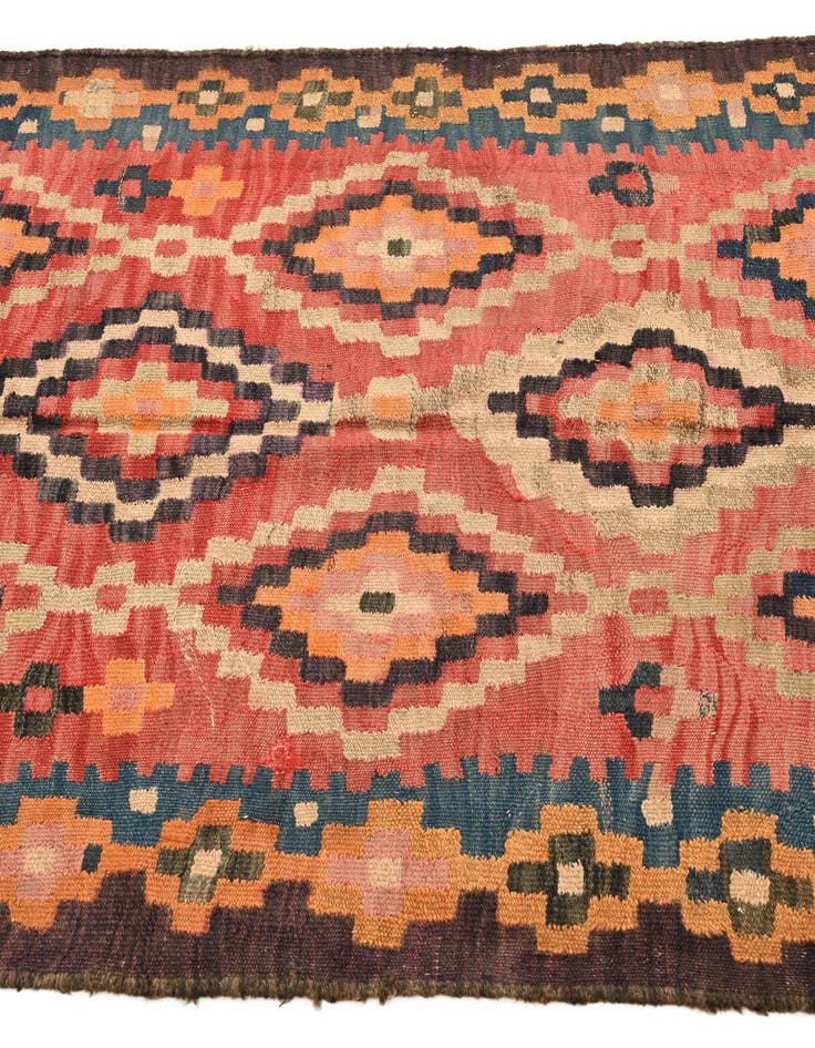 Detail image of 3' 9 x 7' 2 Hand Woven Kilim Fars Wool Runner Rug