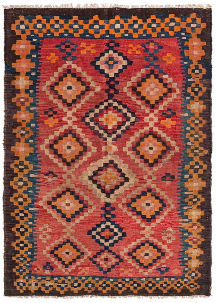 3' 9 x 7' 2 Hand Woven Kilim Fars Wool Runner Rug
