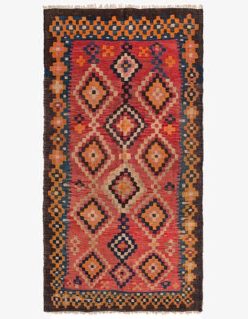 3' 9 x 7' 2 Hand Woven Kilim Fars Wool Runner Rug