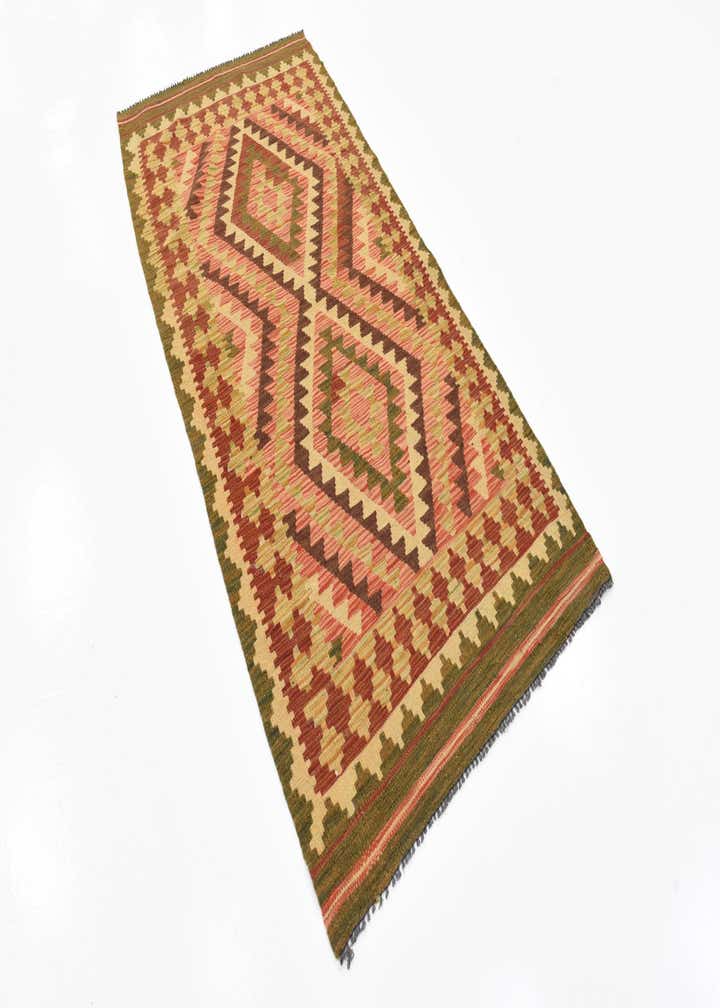 3' 2 x 6' 7 Hand Woven Kilim Maymana Wool Runner Rug