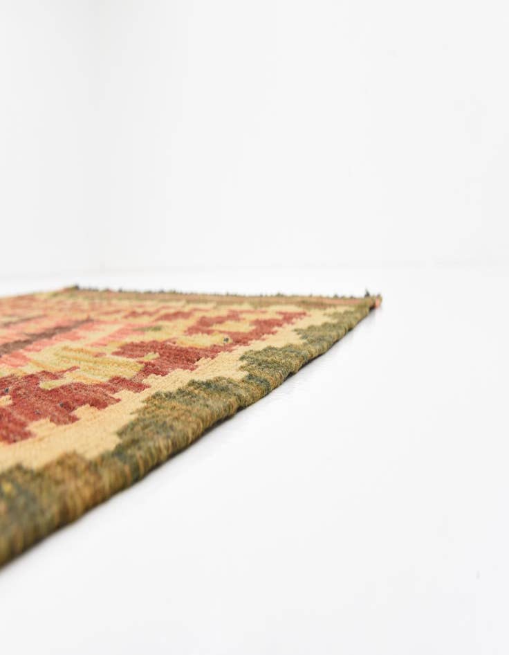 Detail image of 3' 2 x 6' 7 Hand Woven Kilim Maymana Wool Runner Rug