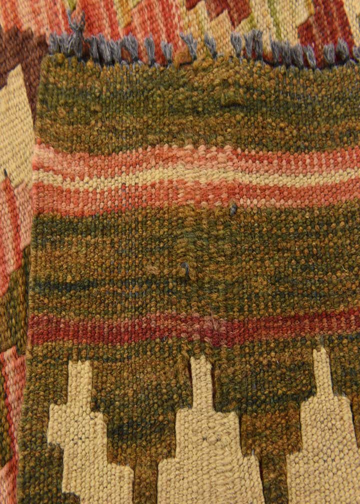 3' 2 x 6' 7 Hand Woven Kilim Maymana Wool Runner Rug