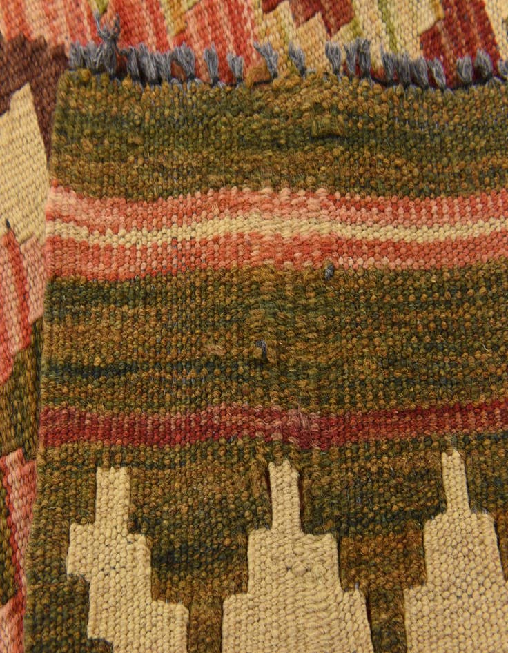 Detail image of 3' 2 x 6' 7 Hand Woven Kilim Maymana Wool Runner Rug