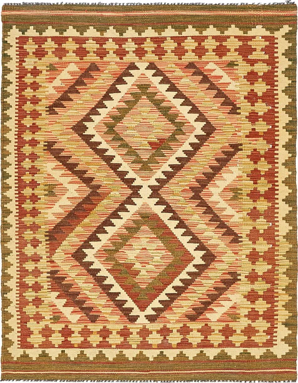 3' 2 x 6' 7 Hand Woven Kilim Maymana Wool Runner Rug