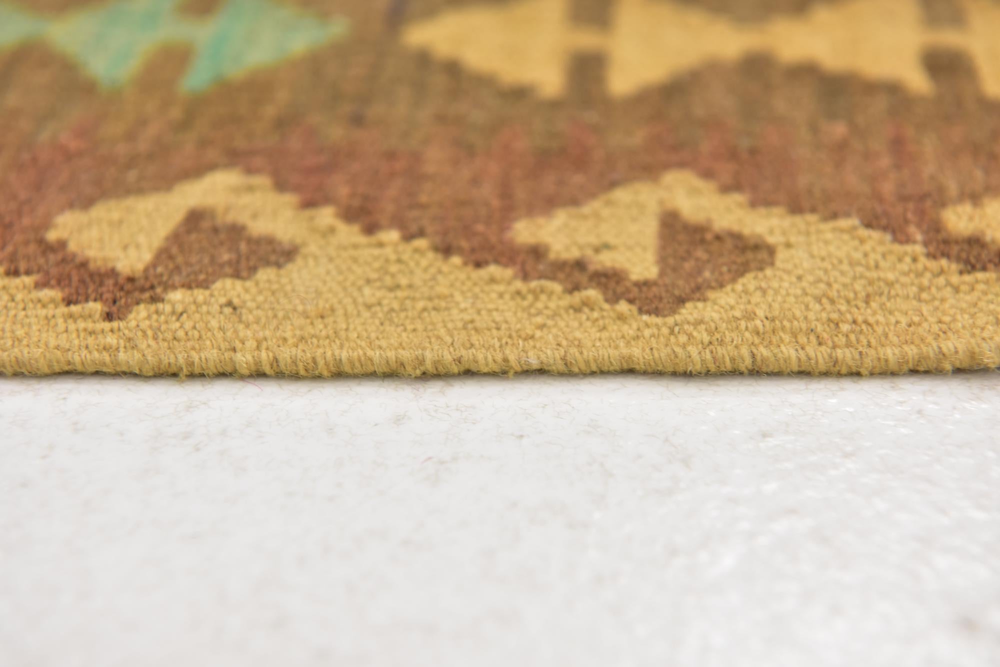 3' 4 x 6' 6 Hand Woven Kilim Maymana Wool Runner Rug