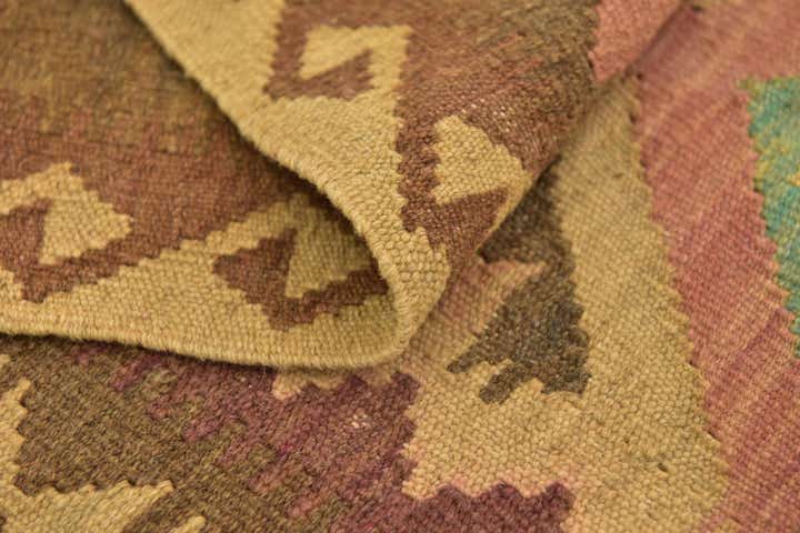 3' 4 x 6' 6 Hand Woven Kilim Maymana Wool Runner Rug