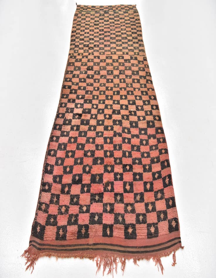 Detail image of 4' x 9' 2 Hand Knotted Moroccan Wool Runner Rug