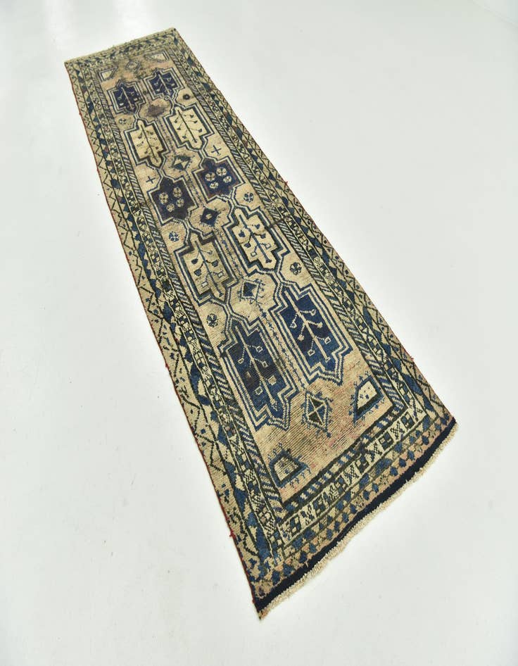 Detail image of 3' 7 x 11' 4  Hand Knotted Shiraz Persian Wool Runner Rug