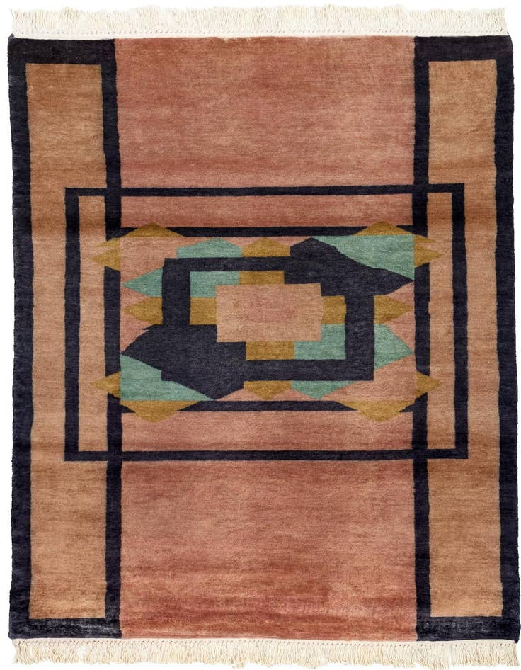 Detail image of 3' 4 x 5' 10 Hand Knotted Tibet Oriental Wool Runner Rug