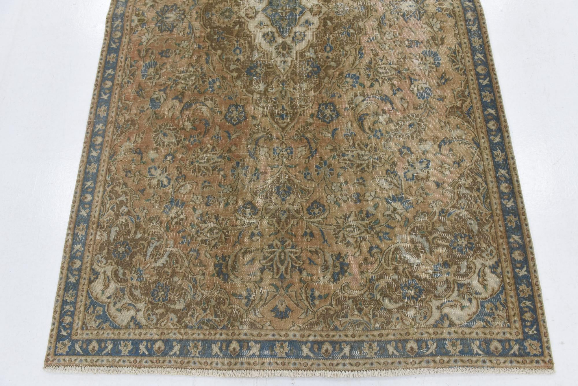 4' 5 x 7' 8 Hand Knotted Ultra Vintage Persian Wool Runner Rug