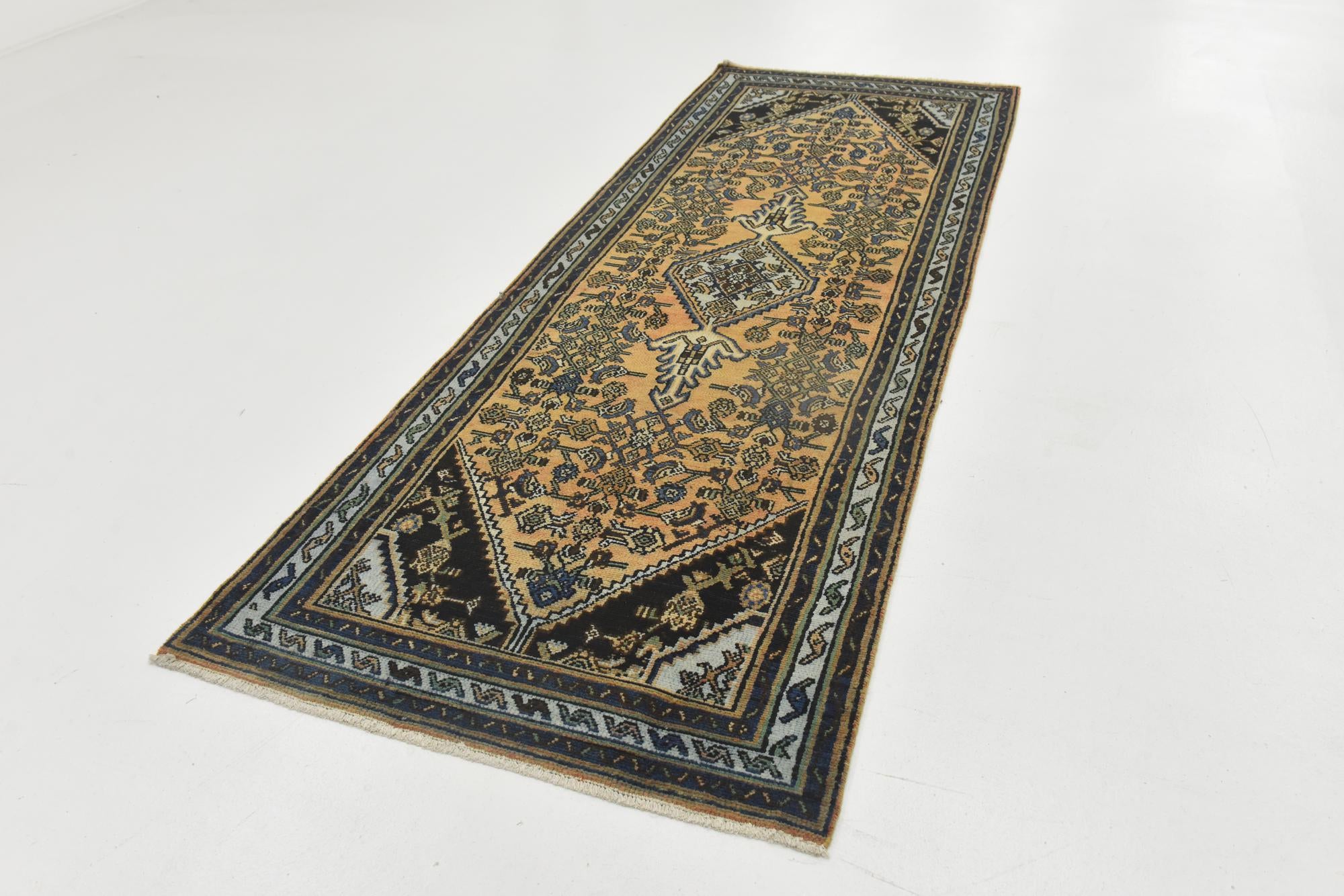 3' 6 x 9' 9 Hand Knotted Ultra Vintage Persian Wool Runner Rug