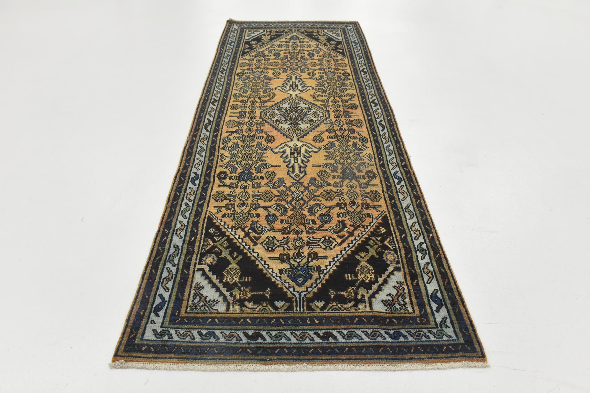 3' 6 x 9' 9 Hand Knotted Ultra Vintage Persian Wool Runner Rug