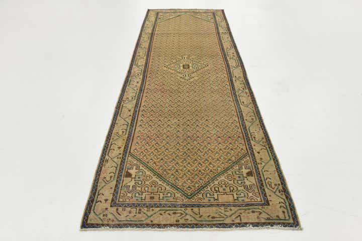 3' 4 x 10' 1 Hand Knotted Ultra Vintage Persian Wool Runner Rug