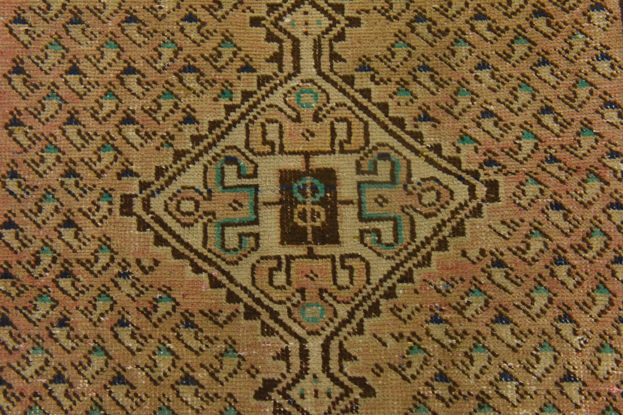 3' 4 x 10' 1 Hand Knotted Ultra Vintage Persian Wool Runner Rug