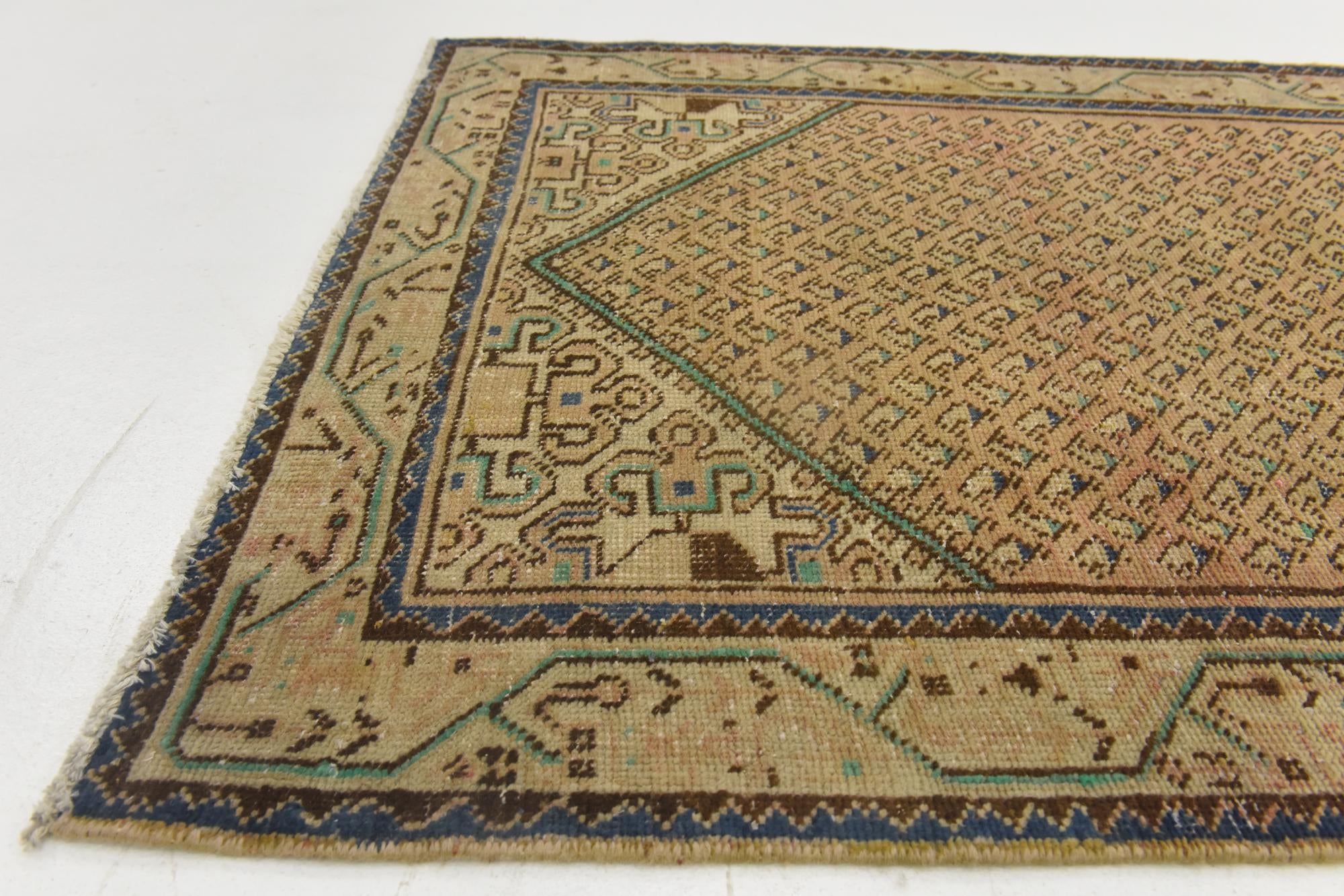 3' 4 x 10' 1 Hand Knotted Ultra Vintage Persian Wool Runner Rug