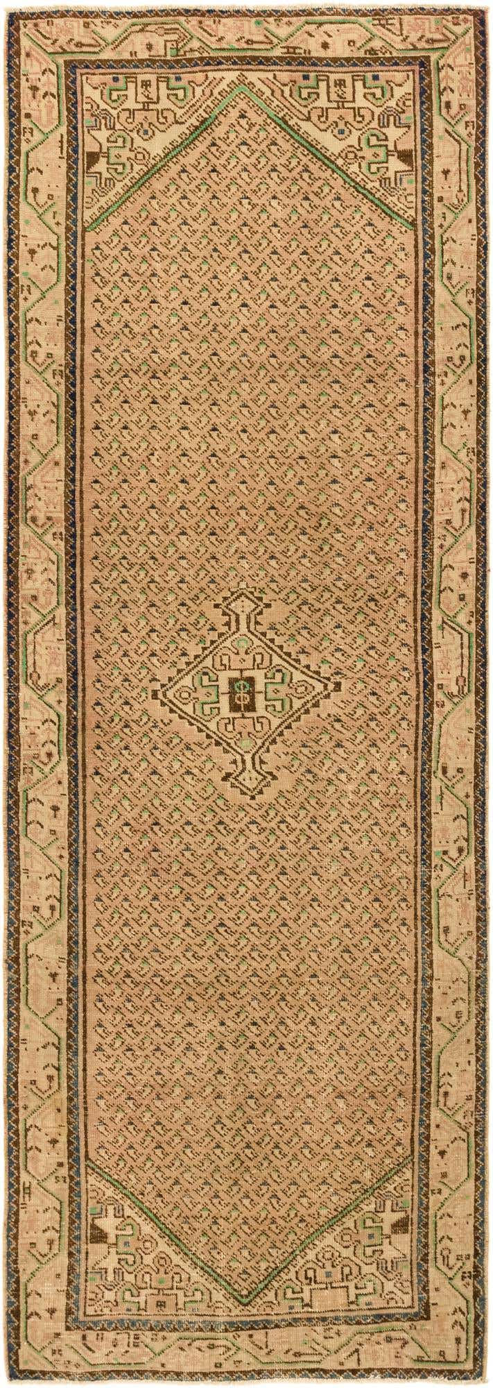 3' 4 x 10' 1 Hand Knotted Ultra Vintage Persian Wool Runner Rug