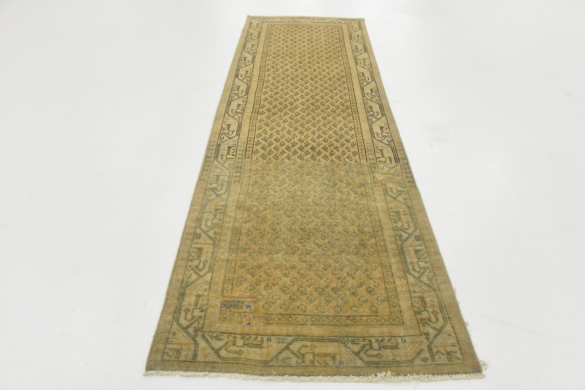 3' 2 x 10' 1 Hand Knotted Ultra Vintage Persian Wool Runner Rug