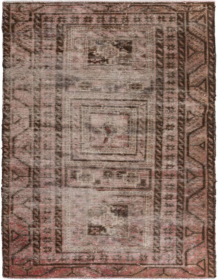 Detail image of 3' 10 x 8' 1 Hand Knotted Ultra Vintage Persian Wool Runner Rug
