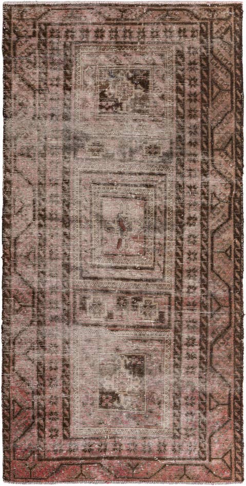 Detail image of 3' 10 x 8' 1 Hand Knotted Ultra Vintage Persian Wool Runner Rug