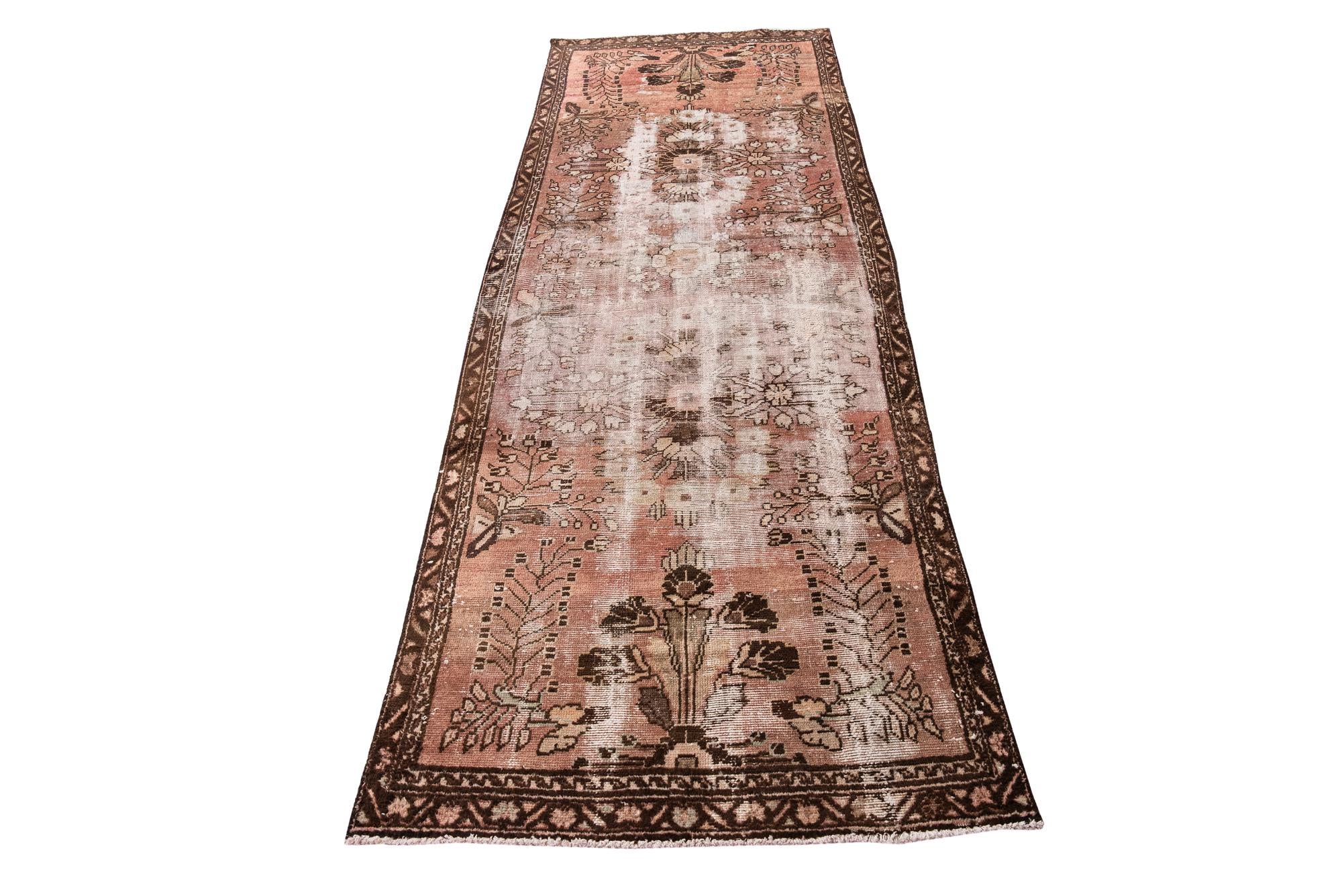3' 4 x 9' 2 Hand Knotted Ultra Vintage Persian Wool Runner Rug