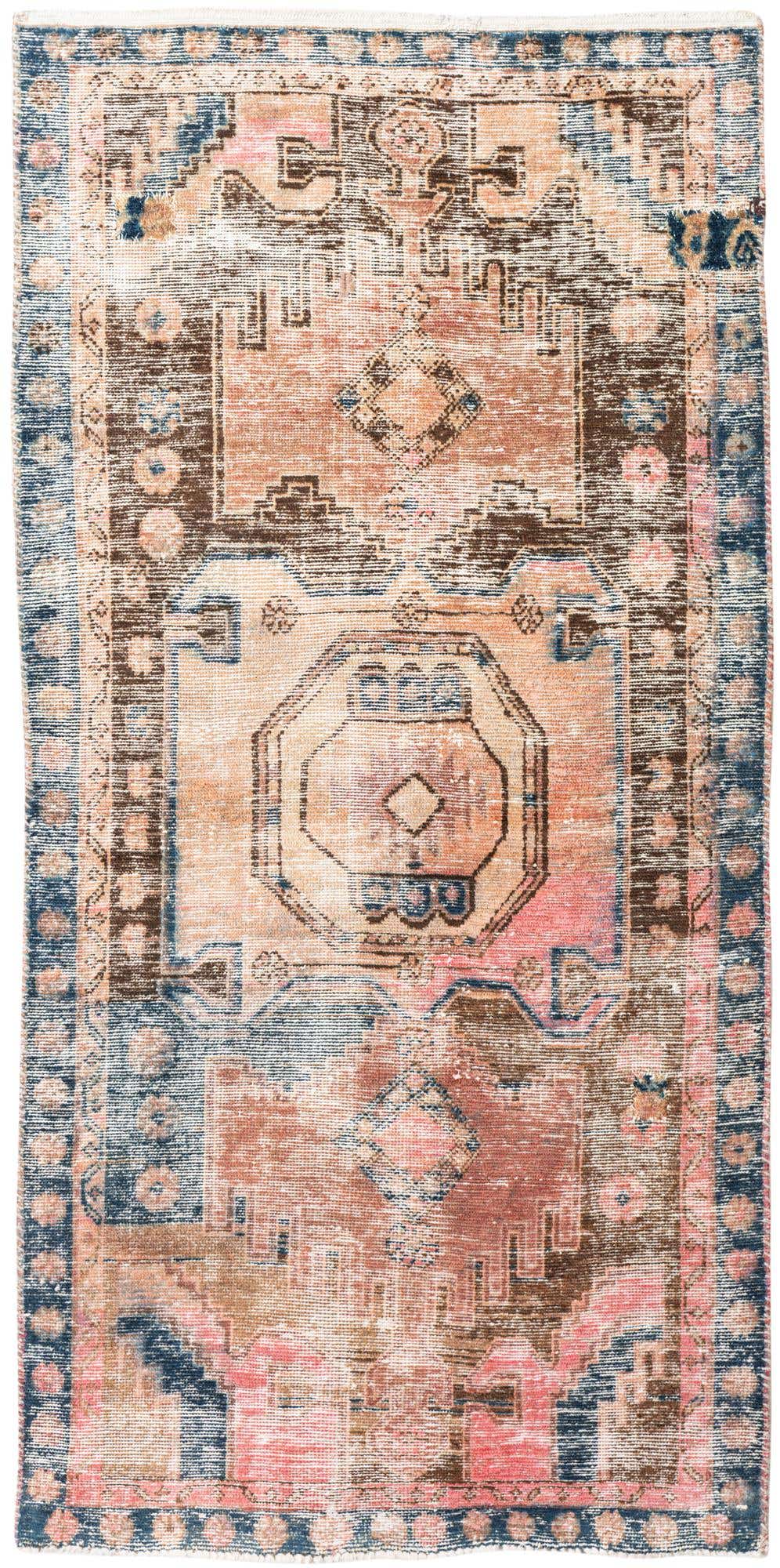 3' 3 x 6' 10 Hand Knotted Ultra Vintage Persian Wool Runner Rug