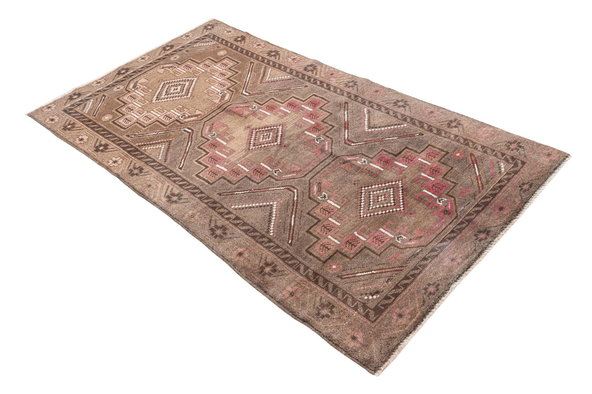 3' 4 x 6' 4 Hand Knotted Ultra Vintage Persian Wool Runner Rug