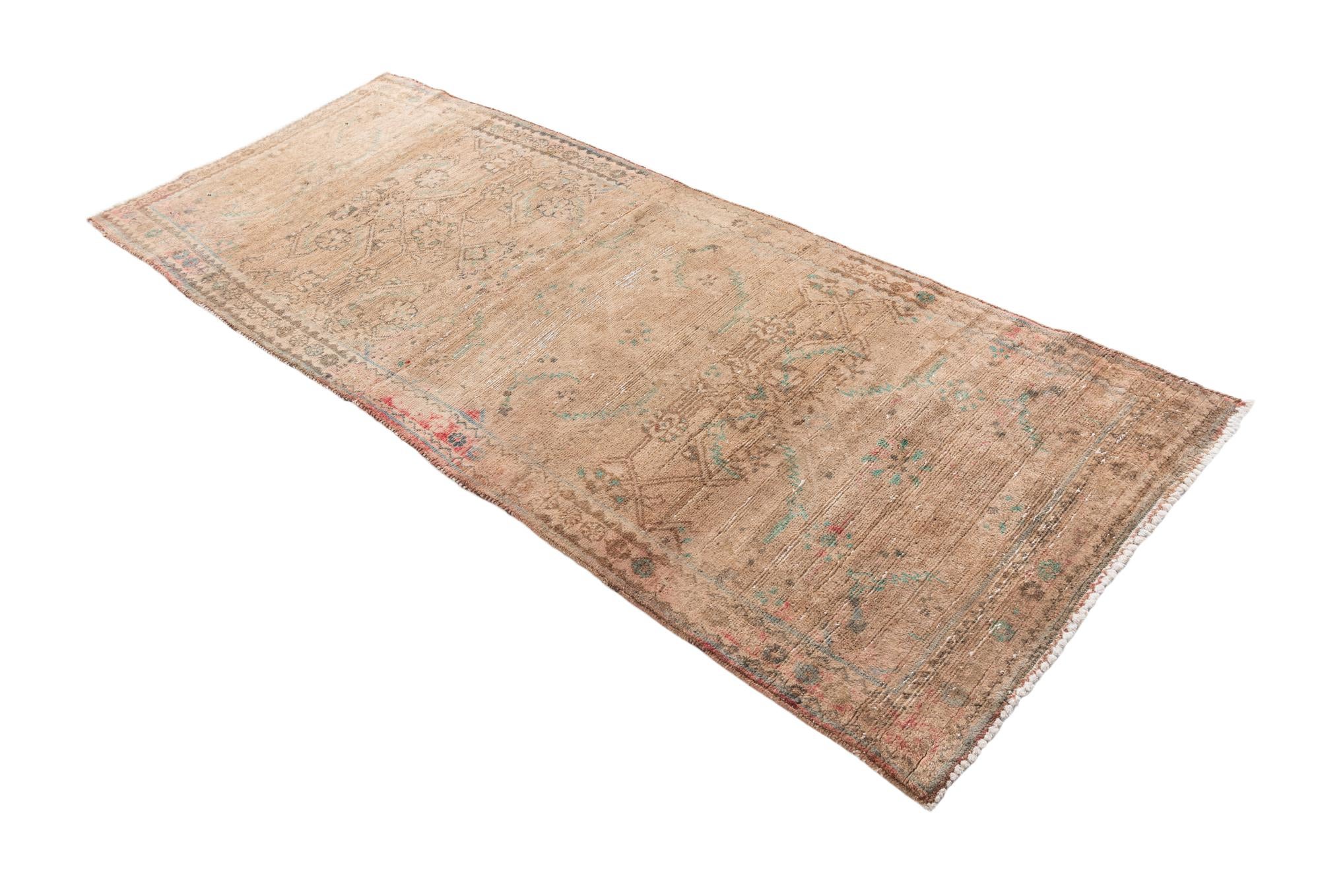 3' 7 x 9' 3 Hand Knotted Ultra Vintage Persian Wool Runner Rug