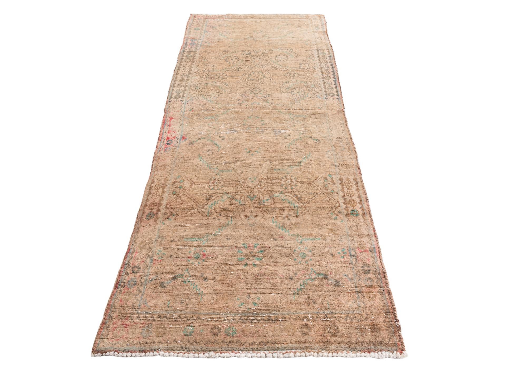 3' 7 x 9' 3 Hand Knotted Ultra Vintage Persian Wool Runner Rug