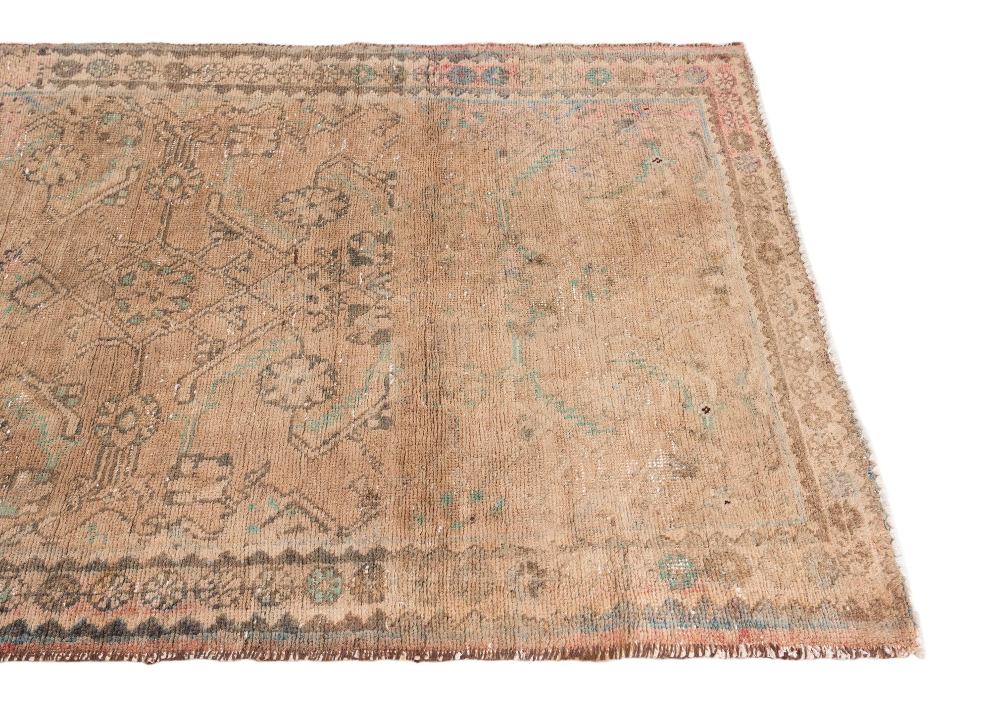 3' 7 x 9' 3 Hand Knotted Ultra Vintage Persian Wool Runner Rug