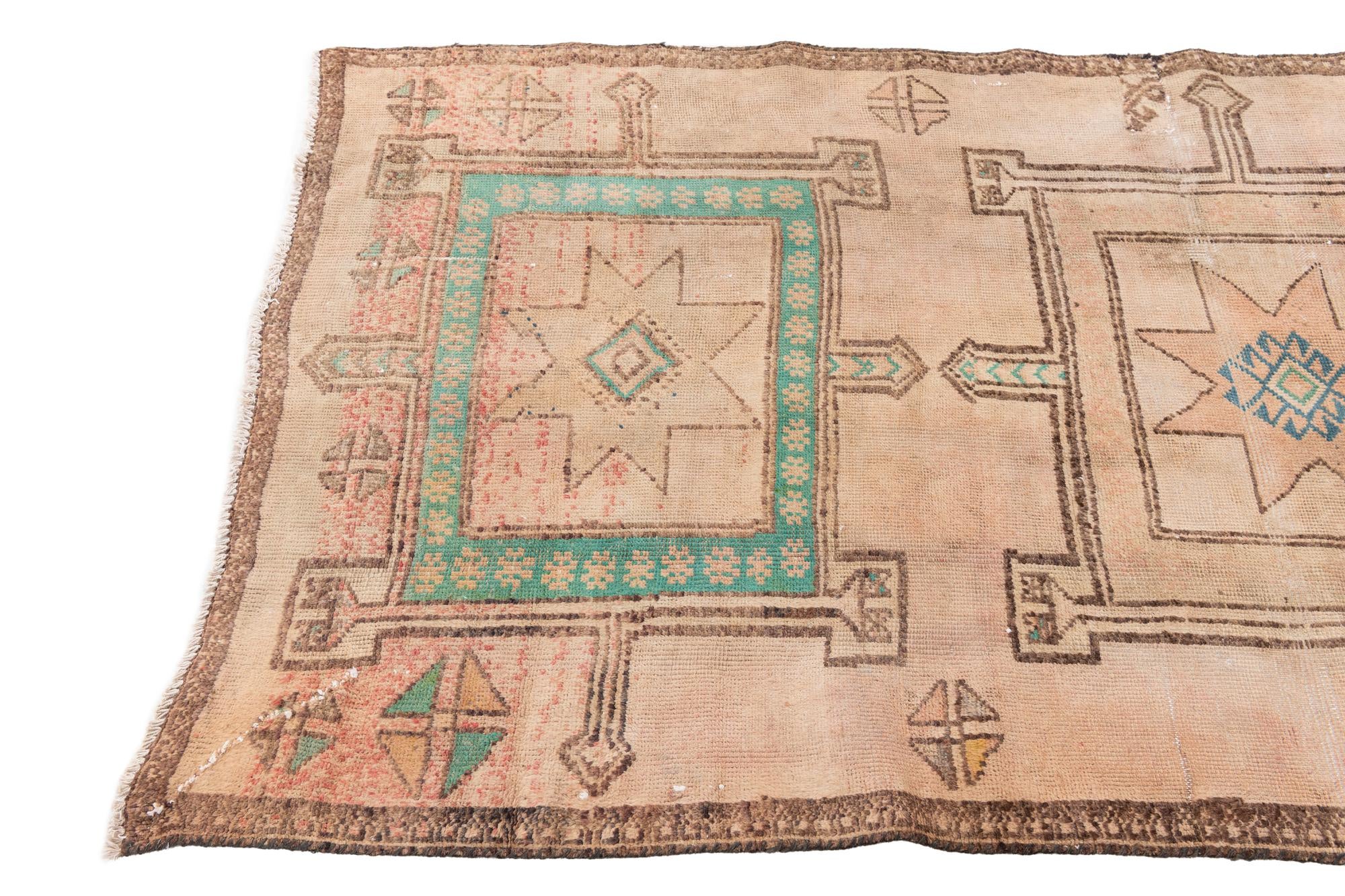 3' 8 x 8' 6 Hand Knotted Ultra Vintage Persian Wool Runner Rug