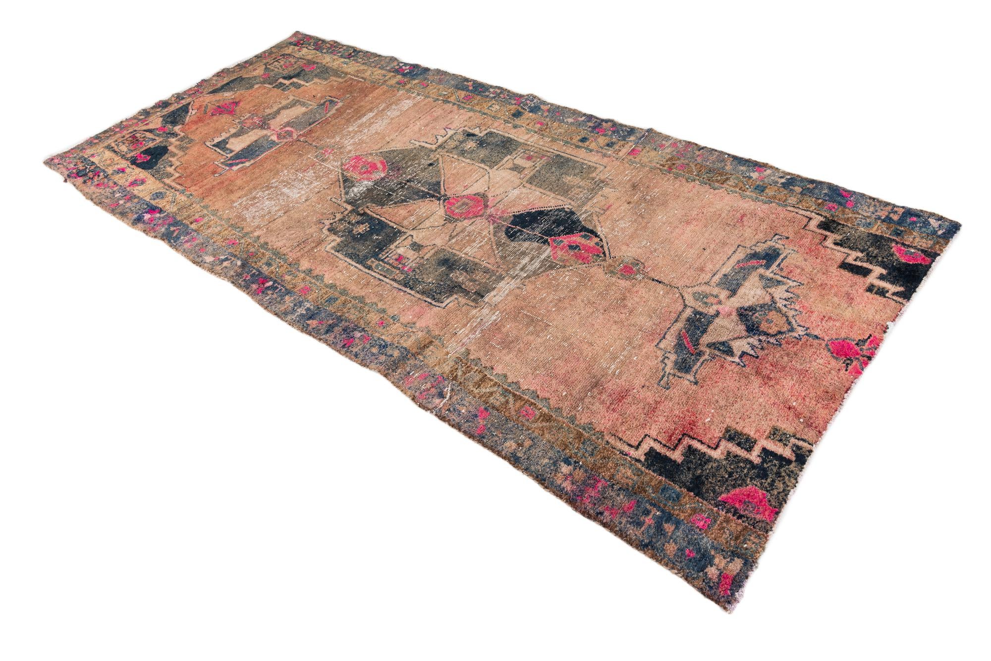 4' 4 x 9' 9 Hand Knotted Ultra Vintage Persian Wool Runner Rug