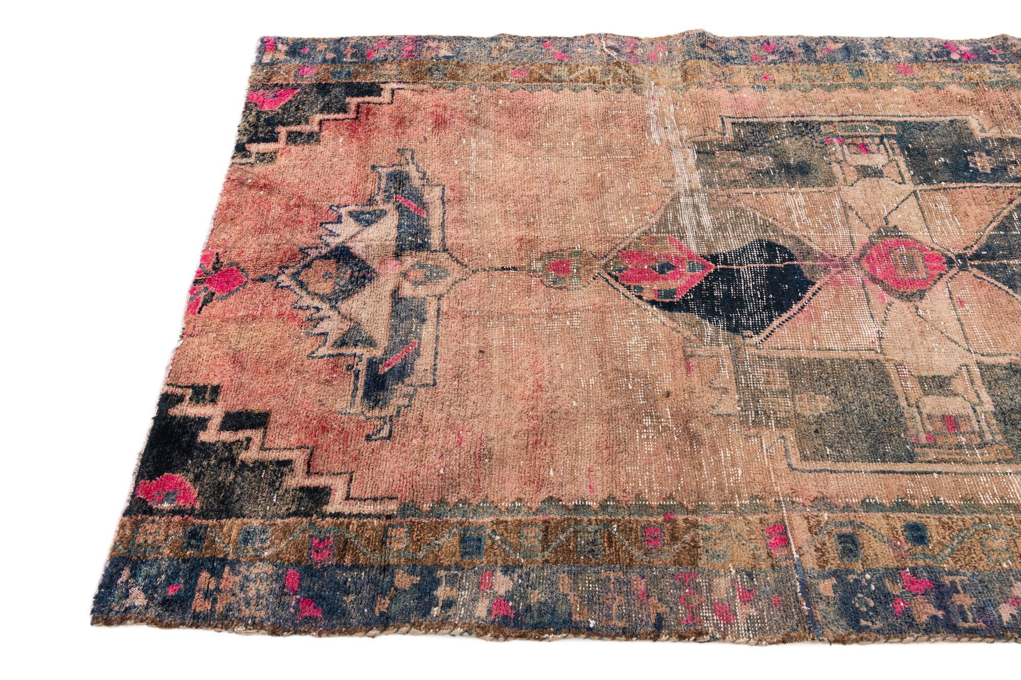 4' 4 x 9' 9 Hand Knotted Ultra Vintage Persian Wool Runner Rug