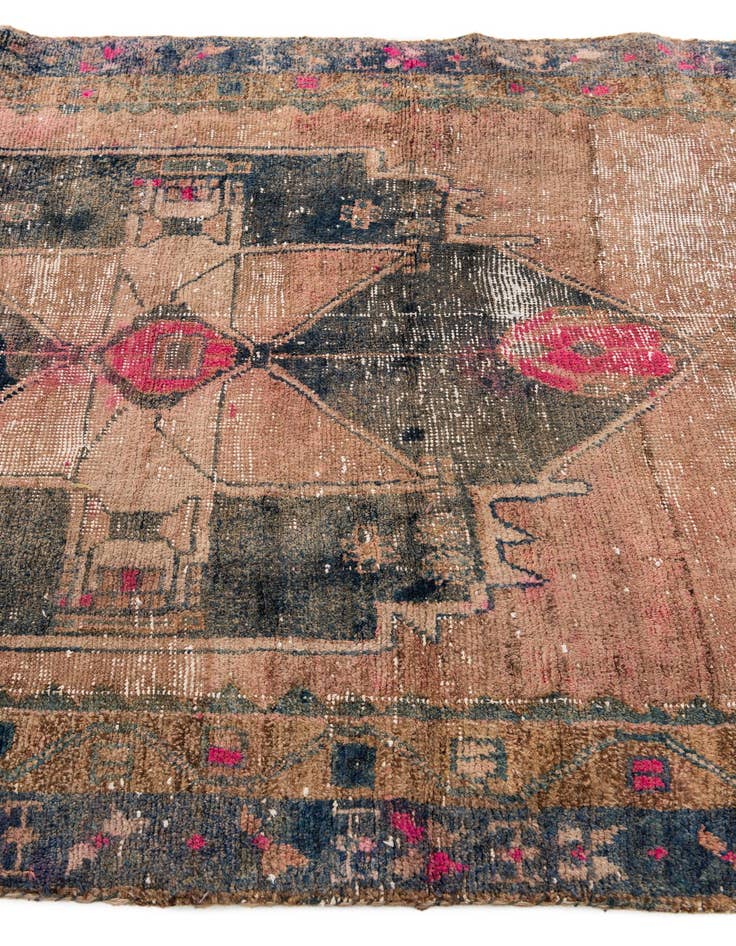 Detail image of 4' 4 x 9' 9  Hand Knotted Ultra Vintage Persian Wool Runner Rug