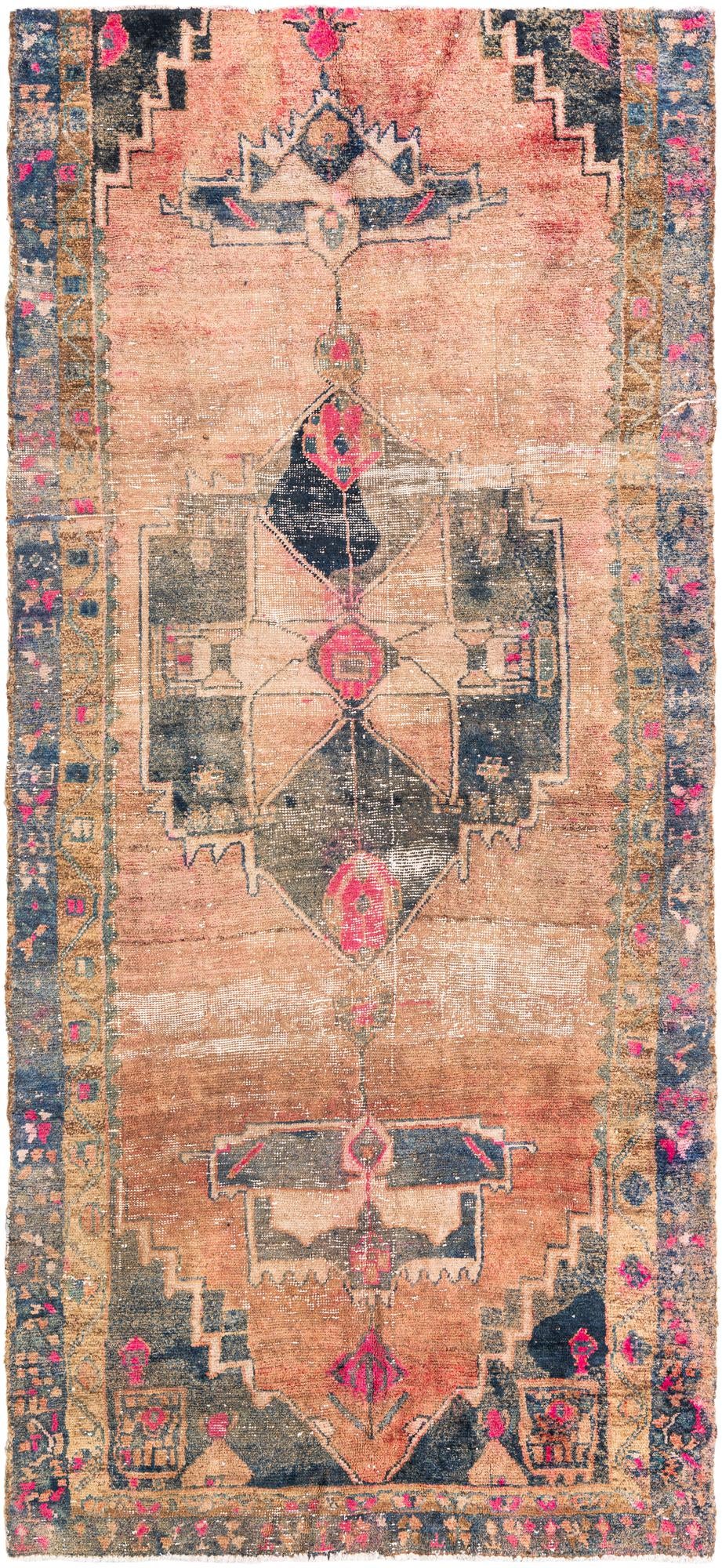 4' 4 x 9' 9 Hand Knotted Ultra Vintage Persian Wool Runner Rug