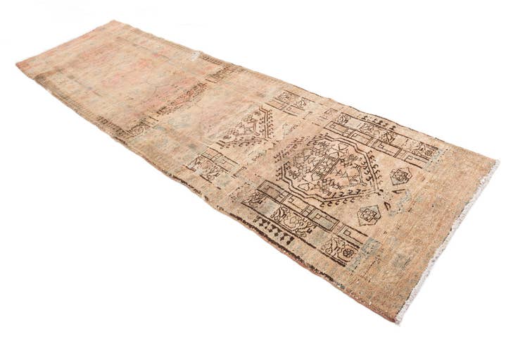 Detail image of 3' x 10' Hand Knotted Ultra Vintage Persian Wool Runner Rug